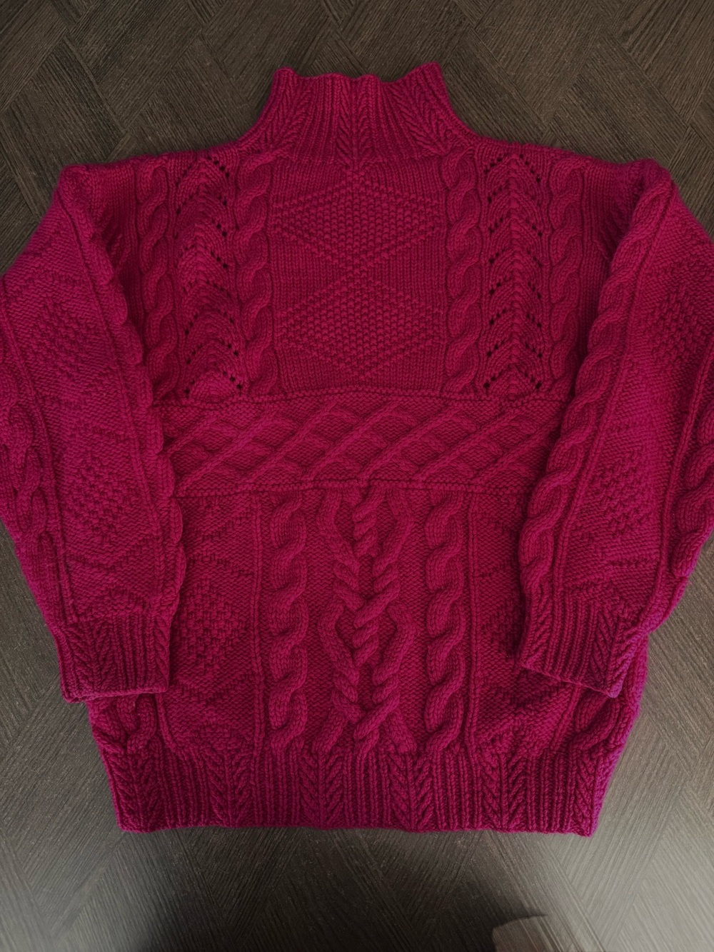 VTG Ralph Lauren Women’s Magenta Cable Turtleneck Sweater 100%Wool sz-M